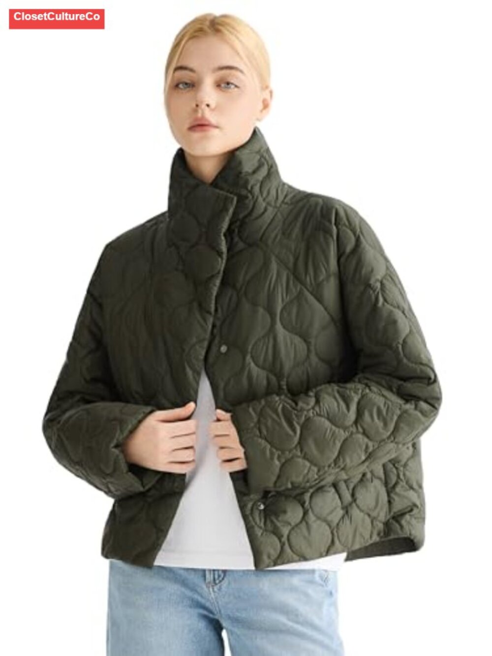 Oversized Quilted Cropped Lightweight Puffer Jacket